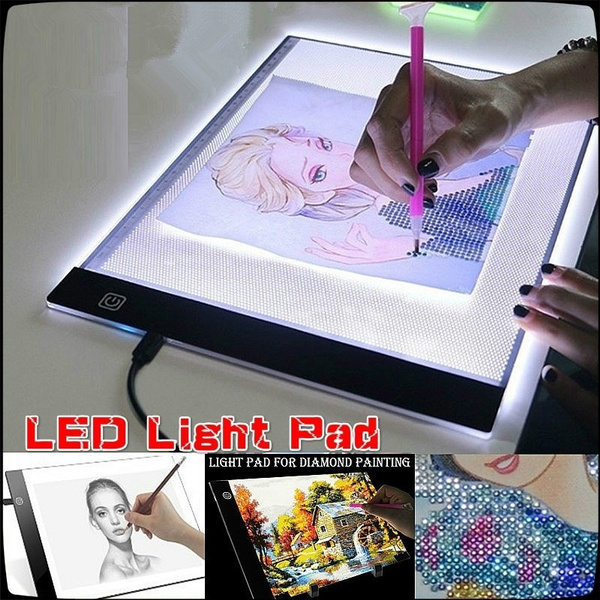 For 5D Diamond Painting A4/A5 Size LED Light Pad - Dimmable Light Board  Kit, Apply to Full Drill & Partial Drill Tracing Board Copy Pad Drawing  Tablet Adjustable Brightness, with USB Powered